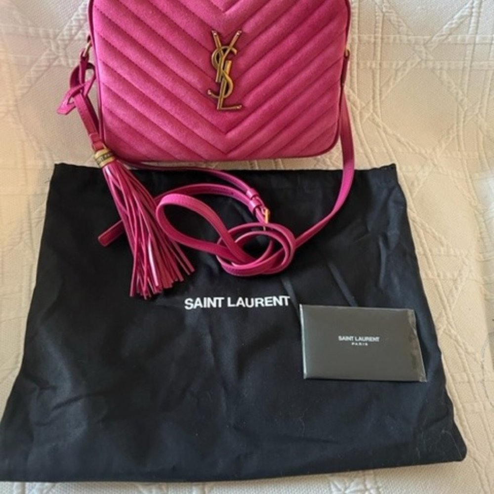 YSL LOU SUEDE PINK CAMERA BAG NWOT
